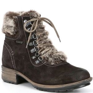 NWT Josef Seibel Sandra 67 Suede Faux Fur Trim Booties